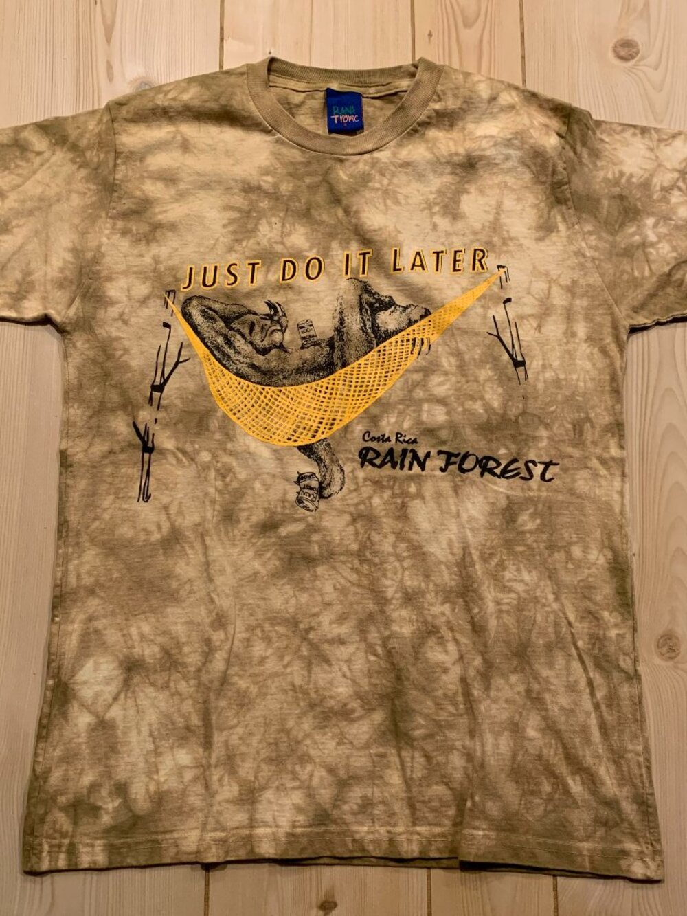 Vintage Y2K Nike Parody Just Do It Later Sloth Costa Rica Rain Forest T-Shirt S